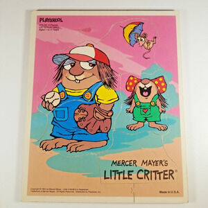 Playskool Little Critter Let's Play Ball Wooden Board Tray Puzzle 5 Pieces 1991